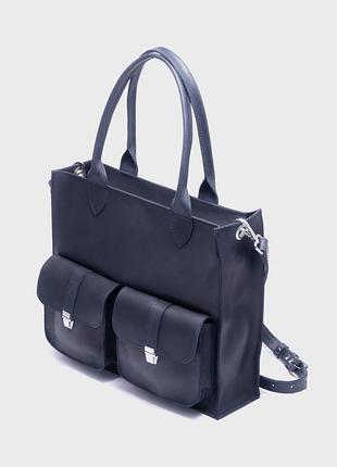 Кожаная сумка алькор синий унисекс dekey (6581)