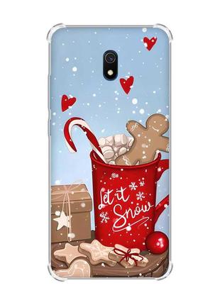 Чехол с утолщенными углами на xiaomi redmi 8a какао с пряниками (принт 191)