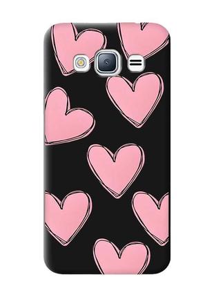 Матовий чохол з чорними боками на samsung galaxy j3/j310 сердечка рожеві (принт 78)