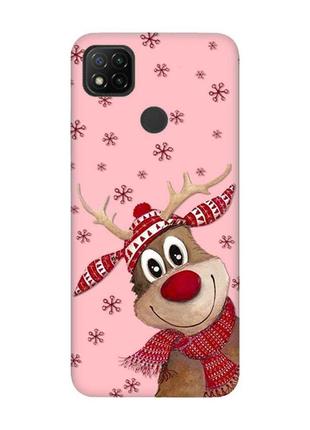 Матовий рожевий чохол на xiaomi redmi 9c / 10a зимове оленятко (принт 149)