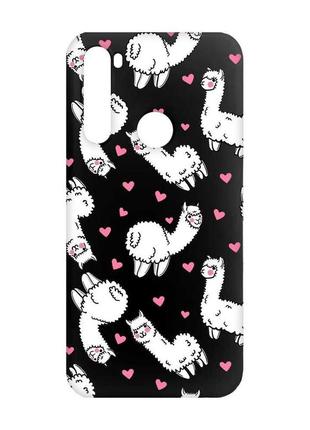 Матовый чехол с черными боками на xiaomi redmi note 8 ламы (принт 95)