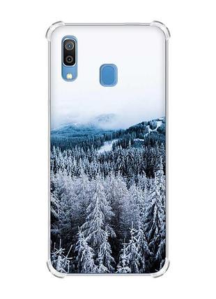 Чехол с утолщёнными углами на samsung galaxy a30(2019)/a20(2019) зимний лес (принт 164)