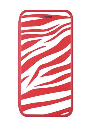 Чехол-книжка с рисунком для samsung galaxy a03s красный :: фон зебра (принт 91)