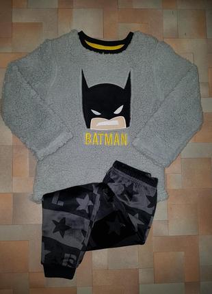 Мега теплый комплект dc batman, пижама плюш-велюр george, primark 5-7 лет 116-122 см