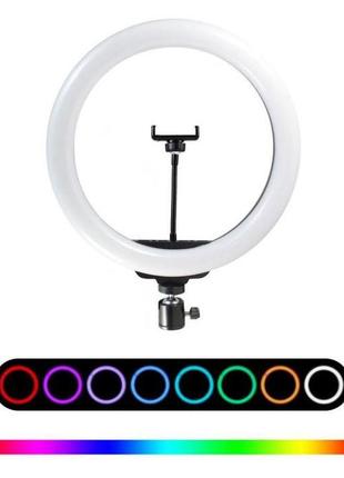Цветная кольцевая лампа rgb led mj26 со штативом 2м кольцо для селфи4 фото