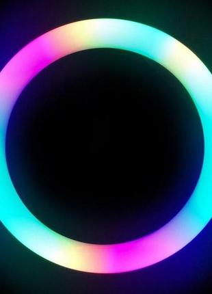 Цветная кольцевая лампа rgb led mj26 со штативом 2м кольцо для селфи6 фото