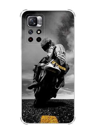 Чохол з потовщеними кутами на xiaomi redmi note 11 4g рельєфний дизайн мото принт 69