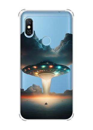 Чохол з потовщеними кутами на xiaomi redmi note 6 pro тарілка ufo (принт 241)