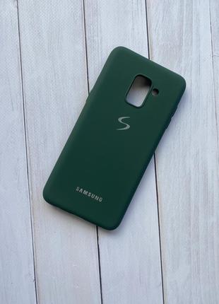 Силиконовый матовый чехол с логотипом для samsung galaxy а5(2018) / a8(2018) зеленый