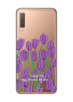 Прозрачный чехол на samsung galaxy a7(2018) a750 тюльпаны (принт 265)