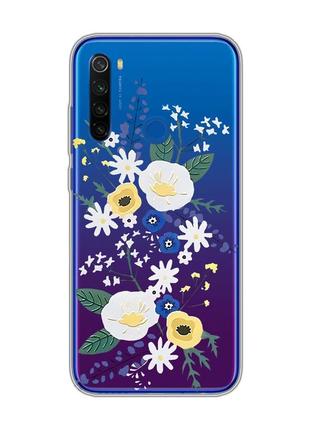 Прозрачный чехол на xiaomi redmi note 8t :: цветы. акварель (принт 271)