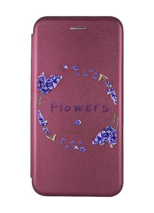 Чехол-книжка с рисунком для samsung galaxy a04e/ a042 бордовый :: лавандовый венок (принт 19)