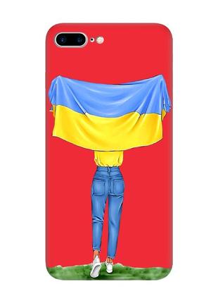 Матовый чехол с красными боками на apple iphone 7 plus/8 plus :: девушка с флагом (принт 263)