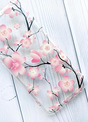 Прозрачный чехол для iphone 7, 8 :: цветущая сакура (принт 282)2 фото