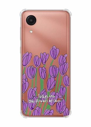 Чохол з потовщеними кутами на samsung galaxy a03 core/a032 тюльпани (принт 265)