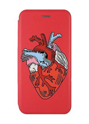 Чехол-книжка с рисунком для xiaomi redmi 8a красный :: сердце анатомическое (принт 250)