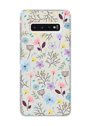 Прозрачный чехол на samsung galaxy s10 :: цветочный фон (принт 267)