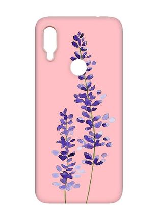Матовый чехол с розовыми боками на xiaomi redmi note 7/note 7 pro :: фиолетовые цветы (принт 279)