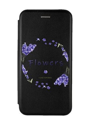 Чехол-книжка с рисунком для xiaomi mi 11 lite чёрный :: лавандовый венок (принт 19)
