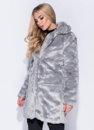 Эко шуба из искусственного меха серое пальто с воротничком missduided grey faux fur coat шуба плюш короткое демисезонное пальто2 фото