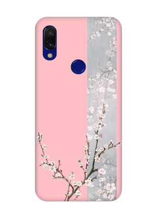 Матовый чехол с розовыми боками на xiaomi redmi 7 :: цветущая сакура (принт 285)