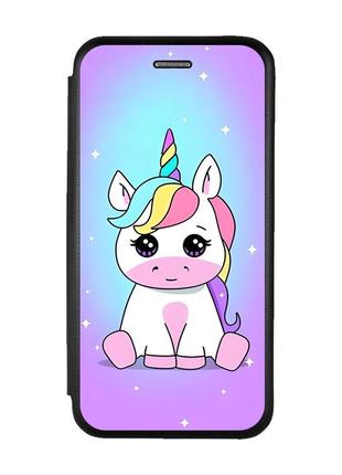 Чохол-книжка з малюнком для xiaomi redmi note 8 pro чорний :: єдиноріг (принт 103)