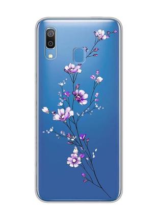 Прозрачный чехол для samsung galaxy a30 (2019)/a20 (2019) :: веточка цветов (принт 278)