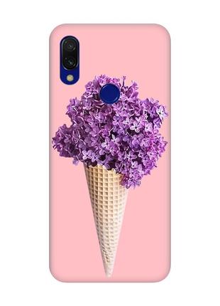 Матовий чохол з рожевими боками на xiaomi redmi 7 :: бузковий ріжок (принт 281)