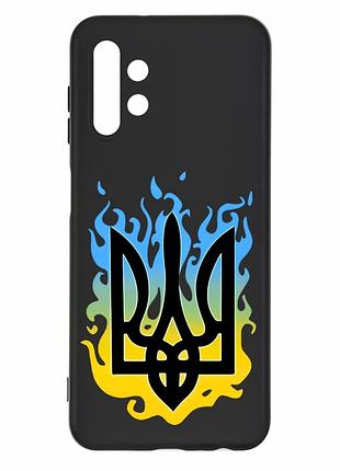 Матовий чохол з чорними боками на samsung galaxy a13 4g :: тризуб полум'я (принт 257)