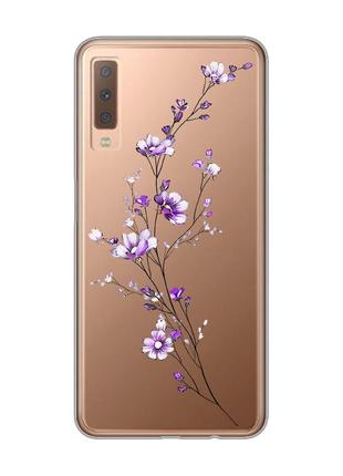 Прозорий чохол на samsung galaxy a7(2018) a750 :: гілочка квітів (принт 278)