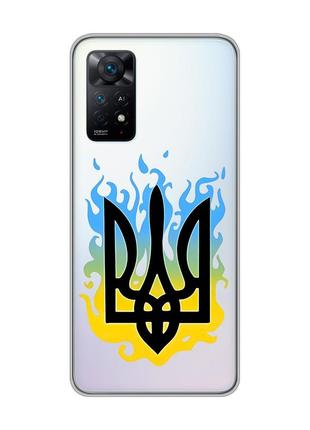 Прозрачный чехол на xiaomi redmi note 11 pro/12 pro 4g :: тризуб пламя (принт 257)