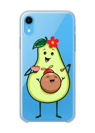 Прозорий чохол на iphone xr :: малюк авокадо (принт 309)1 фото