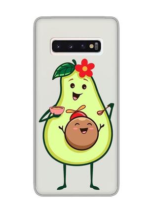Прозрачный чехол на samsung galaxy s10 :: малыш авокадо (принт 309)