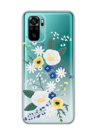 Прозрачный чехол на xiaomi redmi note 10 / note 10s :: цветы. акварель (принт 271)