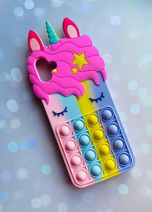 Чехол поп-ит pop it для samsung a04 единорог однорог розово-фиол.