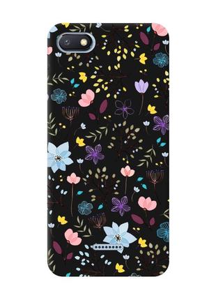 Матовый чехол с черными боками на xiaomi redmi 6a цветочный фон (принт 267)
