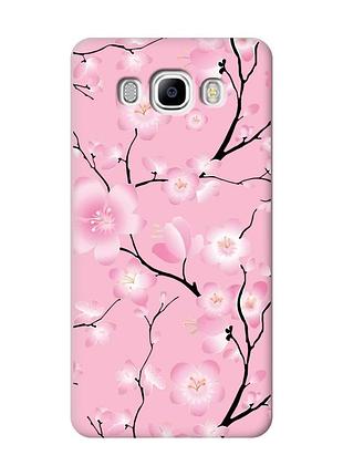 Матовый чехол на samsung galaxy j7(2016) j710 розовый :: цветущая сакура (принт 282)