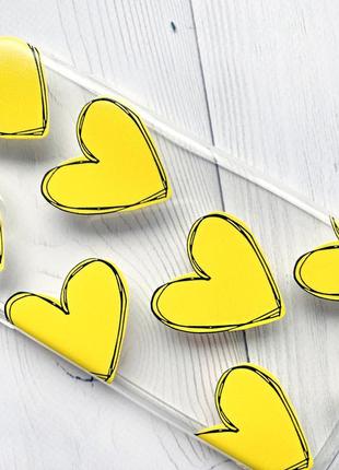 Прозрачный чехол на iphone 12 mini :: сердечка желтые (принт 259)3 фото