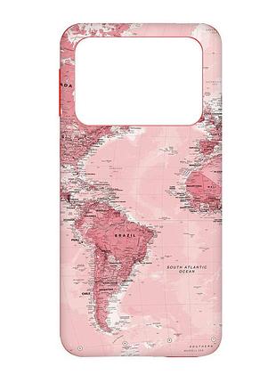 Матовый чехол с красными боками на xiaomi poco x4 pro 5g :: путешествия. карта (принт 319)