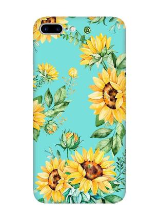 Матовый чехол с бирюзовыми боками на apple iphone 7 plus/8 plus :: подсолнухи (принт 288)