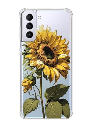 Чехол с утолщёнными углами на samsung galaxy s21 plus :: подсолнечник (принт 274)