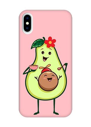 Матовый чехол с розовыми боками на iphone x/xs :: малыш авокадо (принт 309)