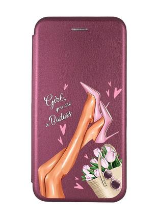 Чехол-книжка с рисунком для xiaomi poco c40 бордовый :: ножки (принт 62)