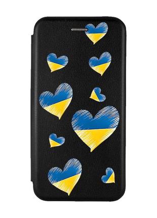 Чохол-книжка з малюнком для samsung galaxy a23 чорний :: сердечка. україна (принт 258)