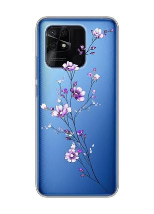 Прозрачный чехол на xiaomi redmi 10c :: веточка цветов (принт 278)
