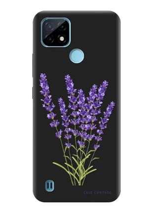 Матовый чехол с черными боками на realme c21y :: лаванда (принт 28)