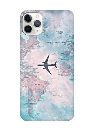 Матовый чехол с черными боками на iphone 11 pro max (6.5) :: путешествия. карта (принт 317)