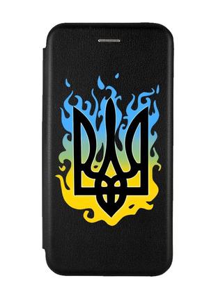 Чехол-книжка с рисунком для samsung galaxy a04e/ a042 черный :: тризуб пламя (принт 257)