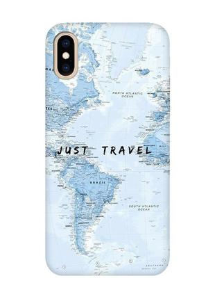 Матовий чохол з бірюзовими боками на iphone xs max :: подорожі. карта (принт 323)