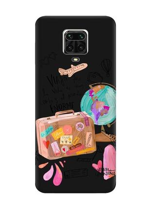 Матовий чохол з чорними боками на xiaomi redmi note 9 pro/9s/9 pro max :: настрій подорожувати (принт 329)